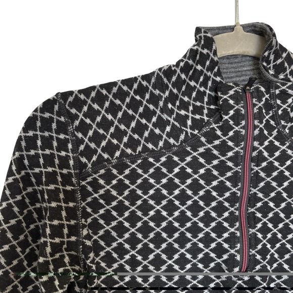 Smartwool Pullover Womens M Black 1/4 Zip 100% Merino Wool Argyle Base Layer - Picture 5 of 13